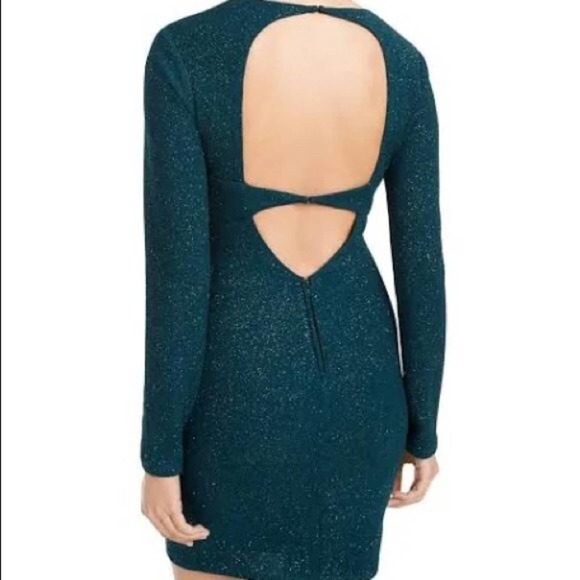 City Studio Womens Green Glitter Long Sleeve V Neck Short Body Con dress… - Picture 2 of 16